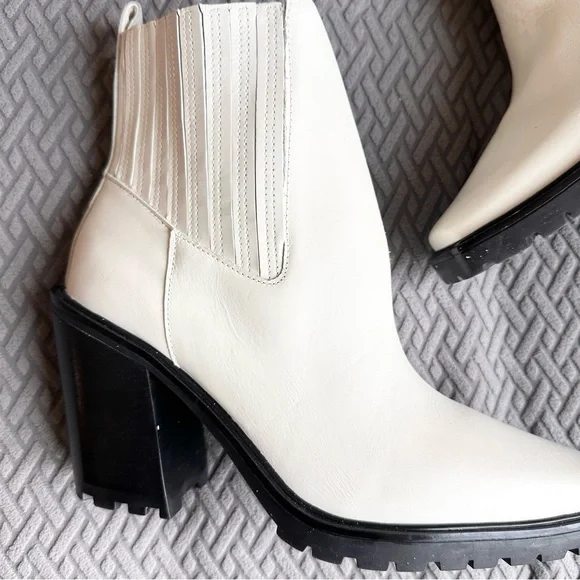 Vince Camuto White Western Ankle Boots with Black Heel - Picture 6 of 11